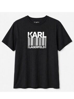 Karl Lagerfeld Paris Black Barcode Graphic Tee Men’s M